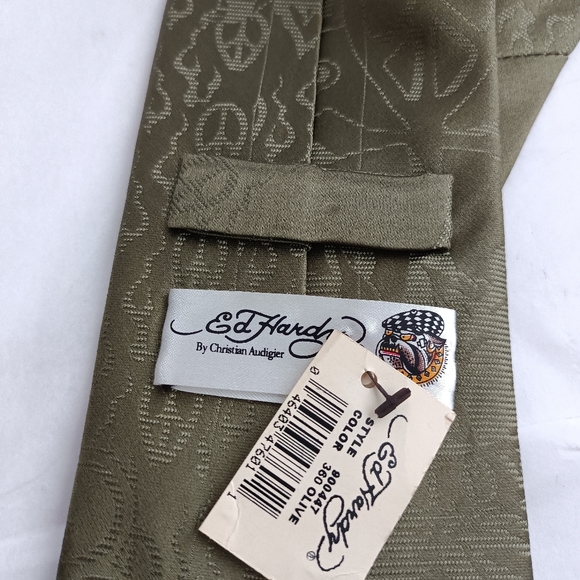 Ed Hardy By Christian Audigier Silk Hand Made Tie vintage new display
